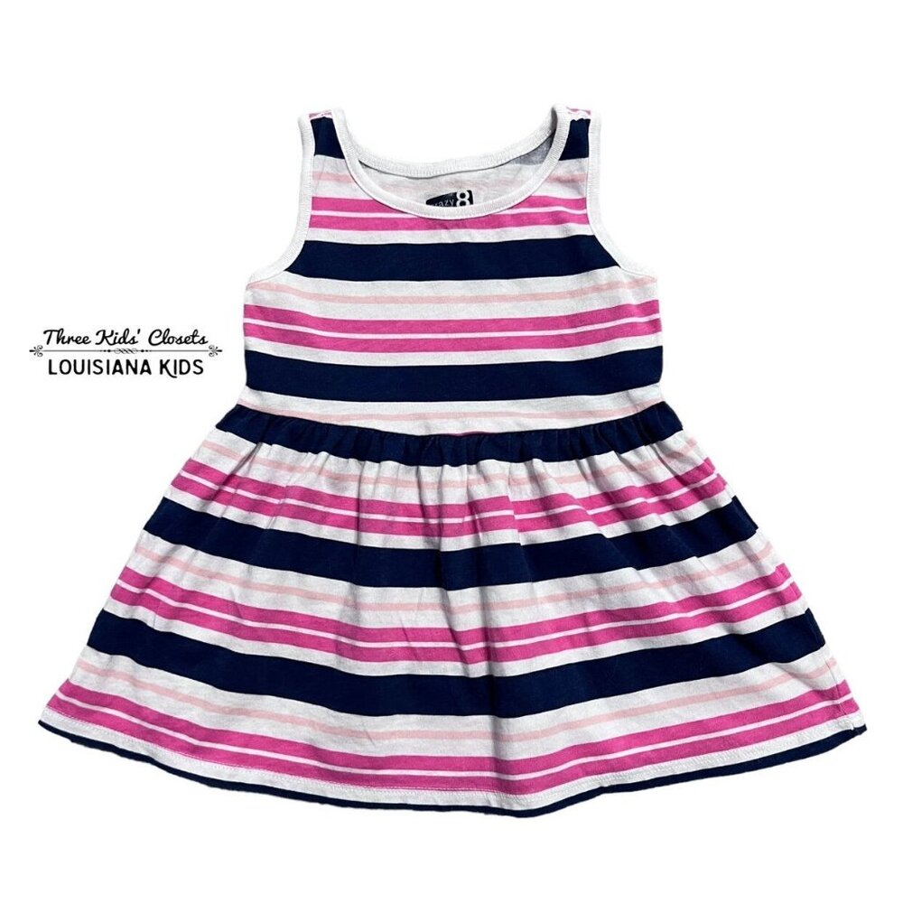 Crazy 8 6-12m Pink & Navy Striped Tank Dress